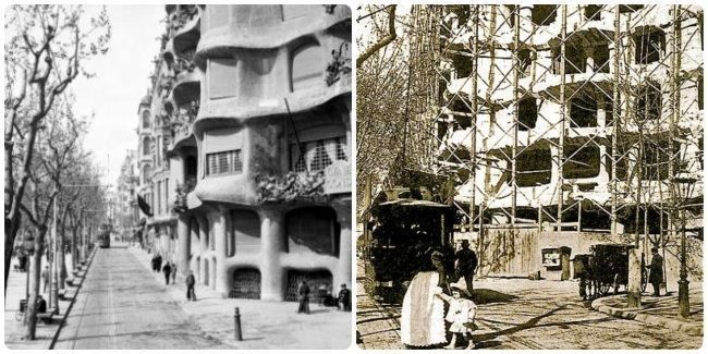 Foto antigua de La Pedrera en Barcelona