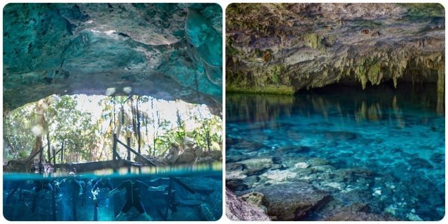 Hacer snorkel en cenote Dos Ojos